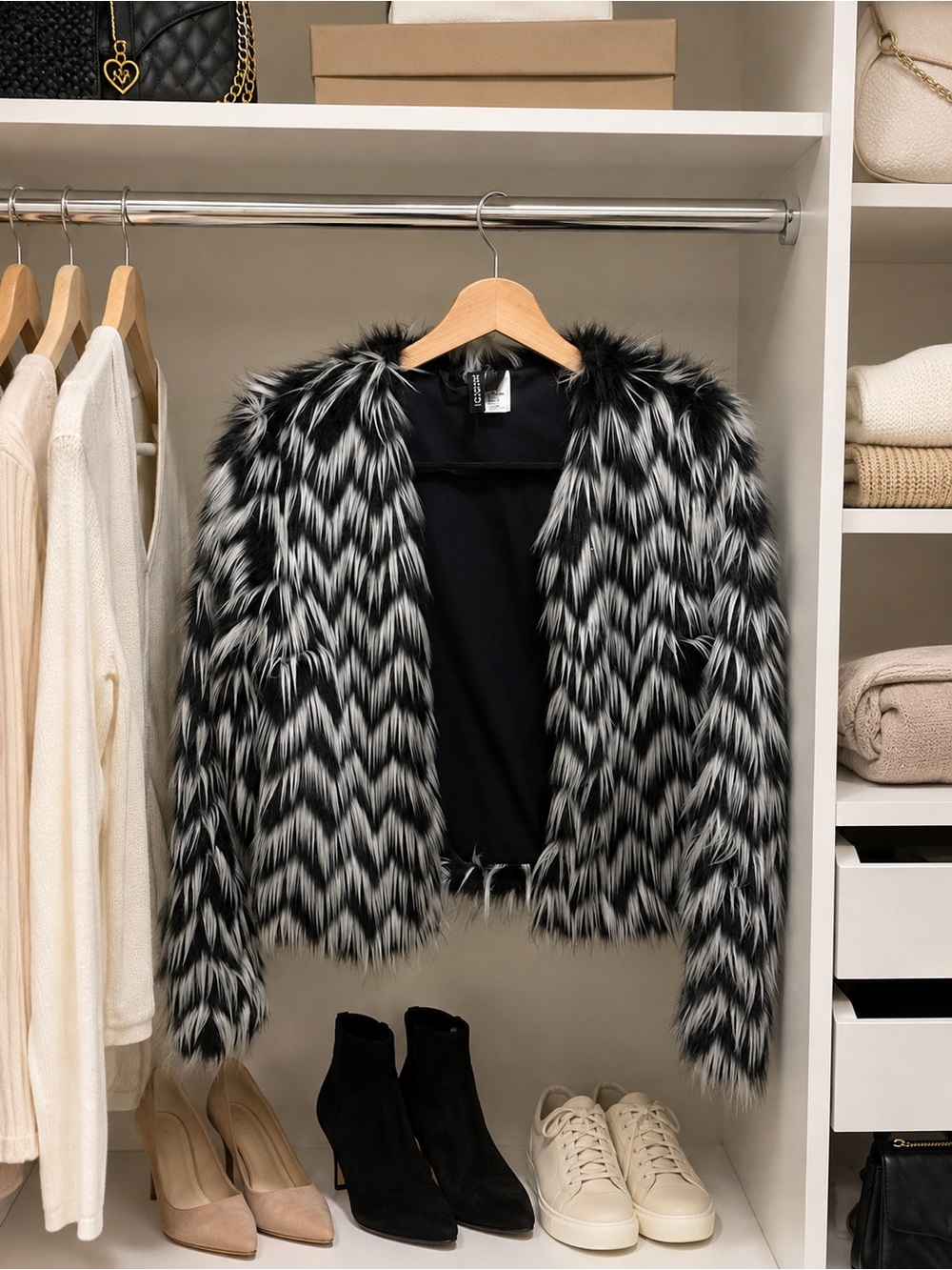 Black & White Faux Fur Jacket